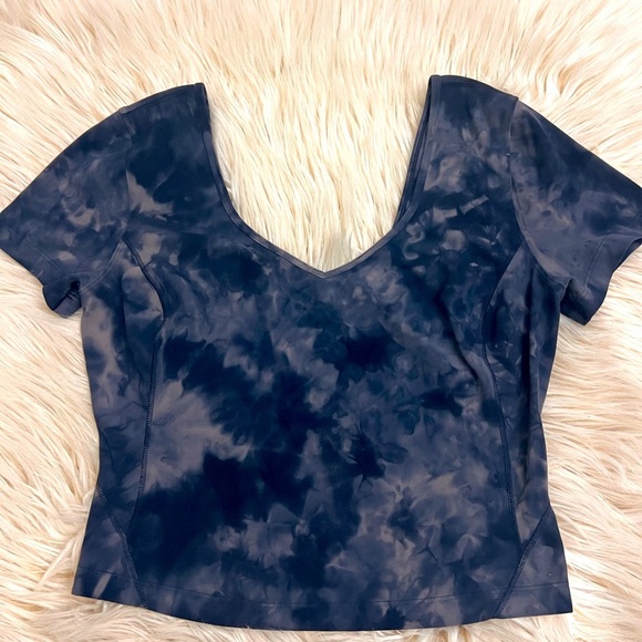 Lululemon Align Top Nulu Size 8 Diamond Dye Lunar Rock True Navy Short Sleeve - Picture 1 of 2